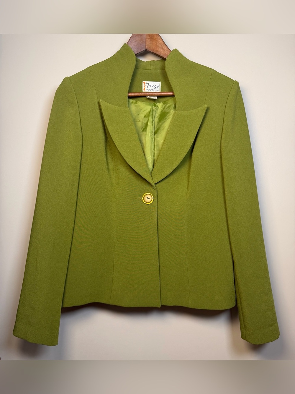 Fuego  |  Vintage Retro Lime Green Blazer – Size Medium, Great Condition